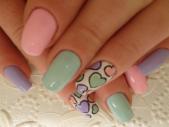 spring accent nail art